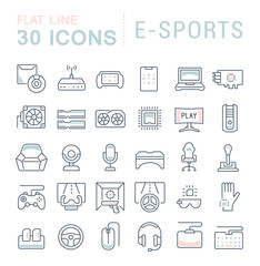 Set Vector Line Icons of E-Sports.