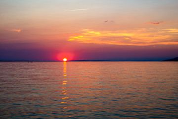 Beautiful Sunset Over Adriatic Sea Near Starigrad In Croatia