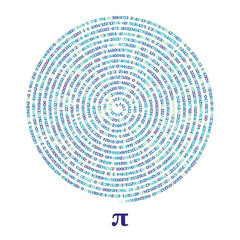 Number Pi - 3.1415 illustration vector circle - obrazy, fototapety, plakaty