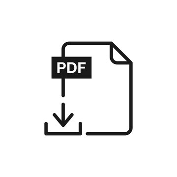 Pdf file download icon. File download. The PDF icon. File format symbol flat – stock vector