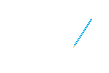 Top view of blue pencil isolated on white