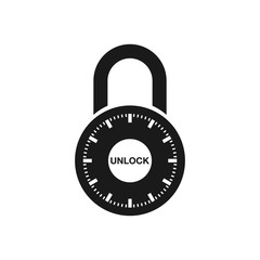 Padlock with unlock button on it. Opening padlock icon. Vector illustration © Elnur