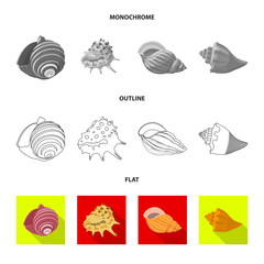Vector illustration of animal and decoration symbol. Collection of animal and ocean vector icon for stock.