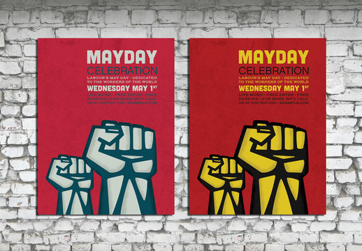Mayday Worker Celebration Event Poster Layout with Fists 