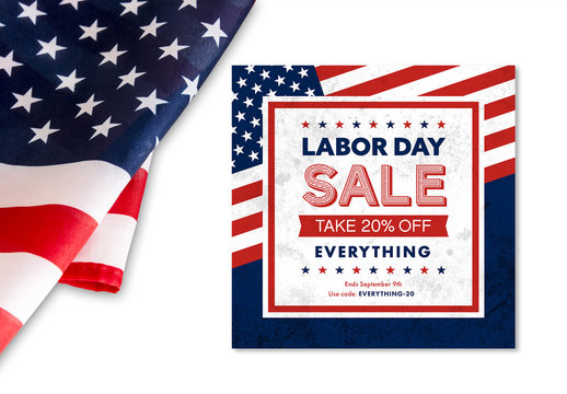 Labor Day Sale Banner Layout with Flag