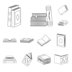 Isolated object of study  and literature  sign. Collection of study  and source vector icon for stock.