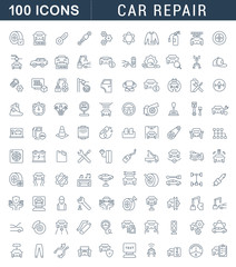 Set Vector Line Icons of Car Repair