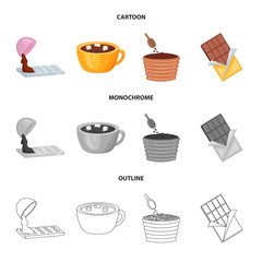 Isolated object of food and yummy symbol. Set of food and brown   stock vector illustration.