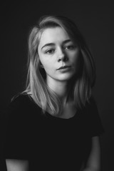 Beautiful young woman. Black and white portrait