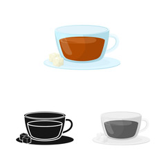 Isolated object of cup and tea logo. Set of cup and breakfast stock vector illustration.