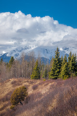 Fluffy Clouds over the Mountain - Spring Mood