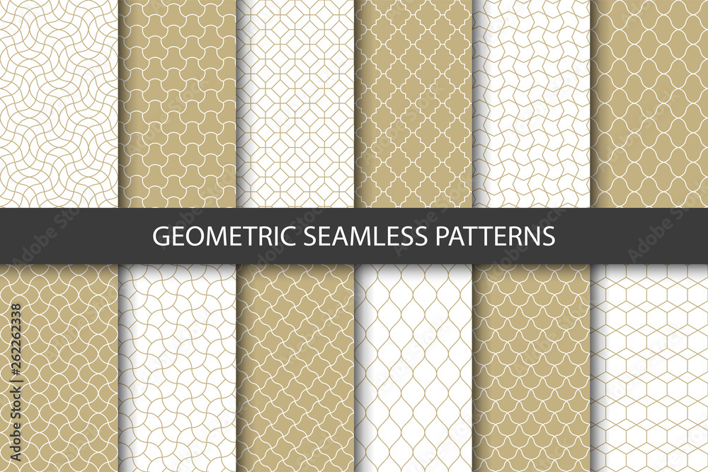 Aufkleber Vector set of golden ornamental seamless patterns. Collection of geometric luxury modern patterns. Patterns added to the swatch panel.