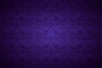 Fotobehang ultra violet, amethystine vintage background, royal with classic Baroque pattern, Rococo with darkened edges background, card, invitation, banner. vector illustration EPS 10 © Ксения Головина