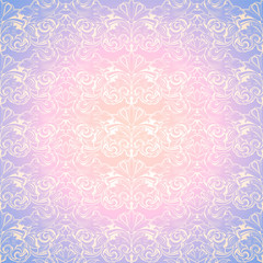 Pastel pink and purple vintage background, royal with classic Baroque pattern, Rococo with darkened edges background, card, invitation, banner. vector illustration Eps 10