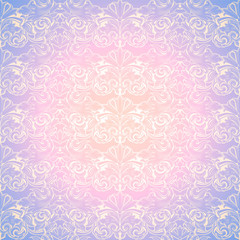 Pastel pink and purple vintage background, royal with classic Baroque pattern, Rococo with darkened edges background, card, invitation, banner. vector illustration Eps 10