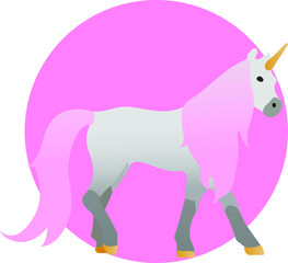 Cute unicorn on pink background vector illustration