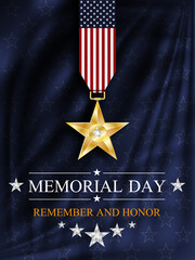 Memorial day background. Silver star. National holiday of the USA. Vector illustration.