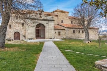 Fototapeta na wymiar Hermitage of el Caloco in El Espinar in the province of Segovia in the natural park of Guadarrama (Castilla y León, Spain)