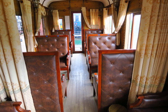 Interieur d'un vieux wagon