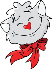 Cute cartoon cat with a heart shaped nose vector illustration