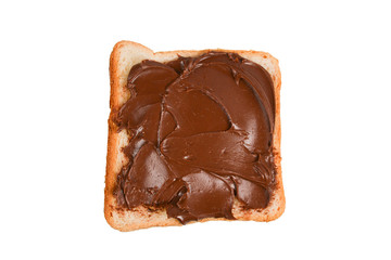 Сhocolate paste sandwich isolated on white background.