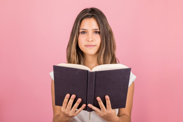 Brunette Reading Stories In Studio