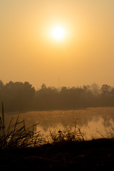Sunset light beautiful shade on water in lake view