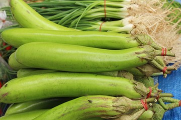 Fototapeta premium Fresh eggplant green organic at street food