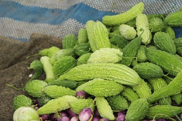 Bitter melon gourd for cooking in market