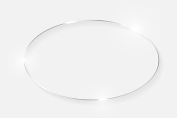 Silver shiny glowing vintage frame with shadows isolated on white background. White gold luxury realistic border. Wedding, mothers or Valentines day concept. Xmas and New Year abstract. Vector