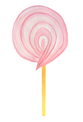 pink marshmallow on a stick. watercolor illustration for menu design, cards, banners, posters