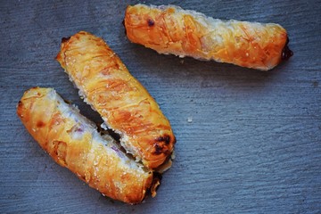 Delicious cookies with cherry filling of puff pastry.