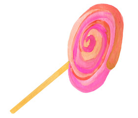 pink meringue on a stick. watercolor illustration for menu design, cards, banners, posters