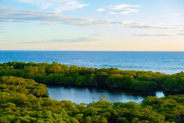 Beautiful scenic view of apo reef's blue lagoon taken from the top of the lighthouse.
