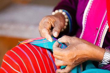 beautiful handmade fabrics of hill tribe people of Thailand