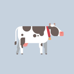 White cow with black spots farm domestic