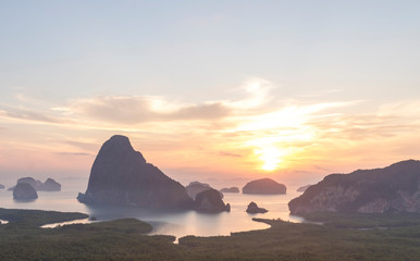 The dawn overlooking Phang nga