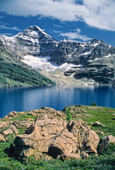Fototapeta na wymiar Lake McArthur and Mount Biddle, Yoho National Park, Canada