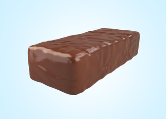 Chocolate coated on wafer piece, 3d illustration with Clipping path.