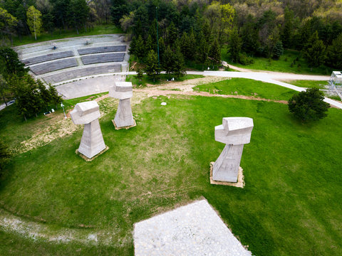 Bubanj park in Nis, Serbia aerial view
