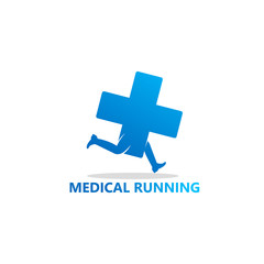 Obraz premium Medical Running Logo Template Design Vector, Emblem, Design Concept, Creative Symbol, Icon