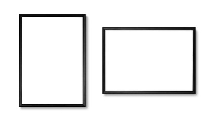 Black blank A4 frame. Close up. Isolated on white background - obrazy, fototapety, plakaty