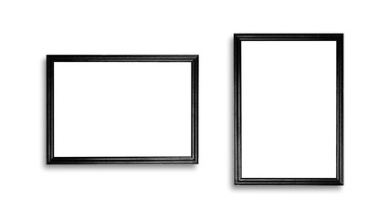 Black blank A4 frame. Close up. Isolated on white background