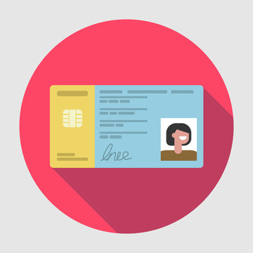 Spanish ID DNI flat icon with long shadow - Vector