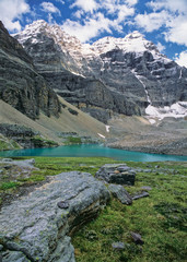 Fototapeta na wymiar Mount Ringrose, Mount Hungabee, Opabin Lake in Opabin Basin, Yoho National Park, Canada