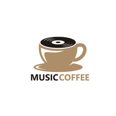 Music Coffee Logo Template Design Vector, Emblem, Design Concept, Creative Symbol, Icon