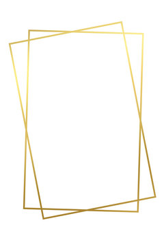 Geometric gold empty universal framework, individual, abstract element, basis, modern object for design on white background