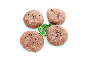 Cutlets of mince on a white background