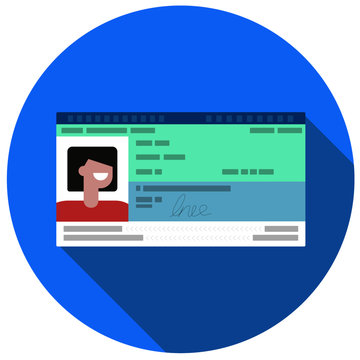 French ID CNI flat icon with long shadow - Vector