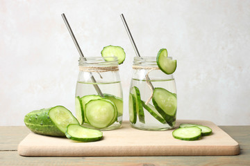 Jar of water and cucumber